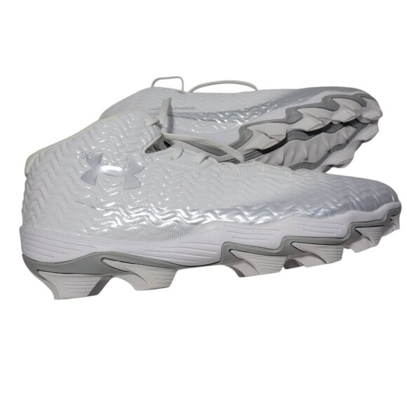 Under Armour‎ Spotlight Pro Football Cleats Men Size 12 White Silver 3028207-100 main image 5